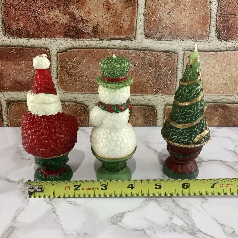 Christmas Topiary Candle Trio by The White Barn Candle Co. Santa Snowman Holiday